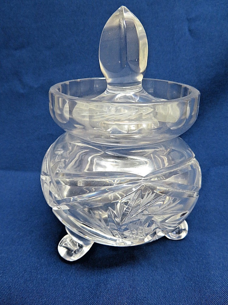 Clear Cut Crystal Footed Jelly, Jam Jar