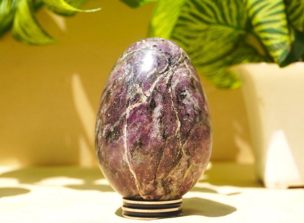Large 65MM Pink Ruby Corundum In Matrix Stone Healing Mineral Metaphysical Egg