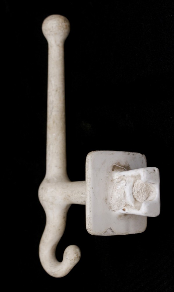 Vintage Cast Iron White Painted Flush Mount Wall Hook