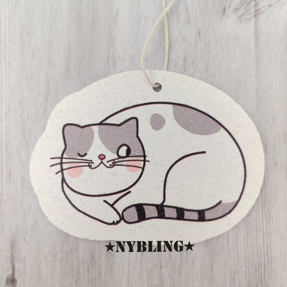 Compressed Wood Pulp Sponge Dish Washing Kitchen Scrubber Kitty Theme *5 PACK*