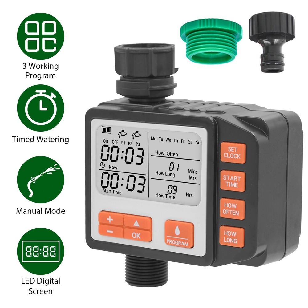 Garden Lawn Irrigation Sprinkler Timer w/ 3 Watering Programs Watering System
