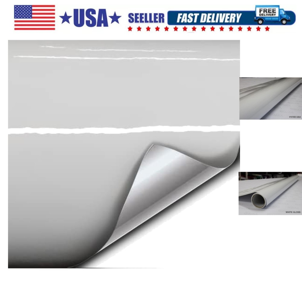 White Gloss 5 Feet x 1 Foot Vinyl Wrap Roll with Air Release Technology