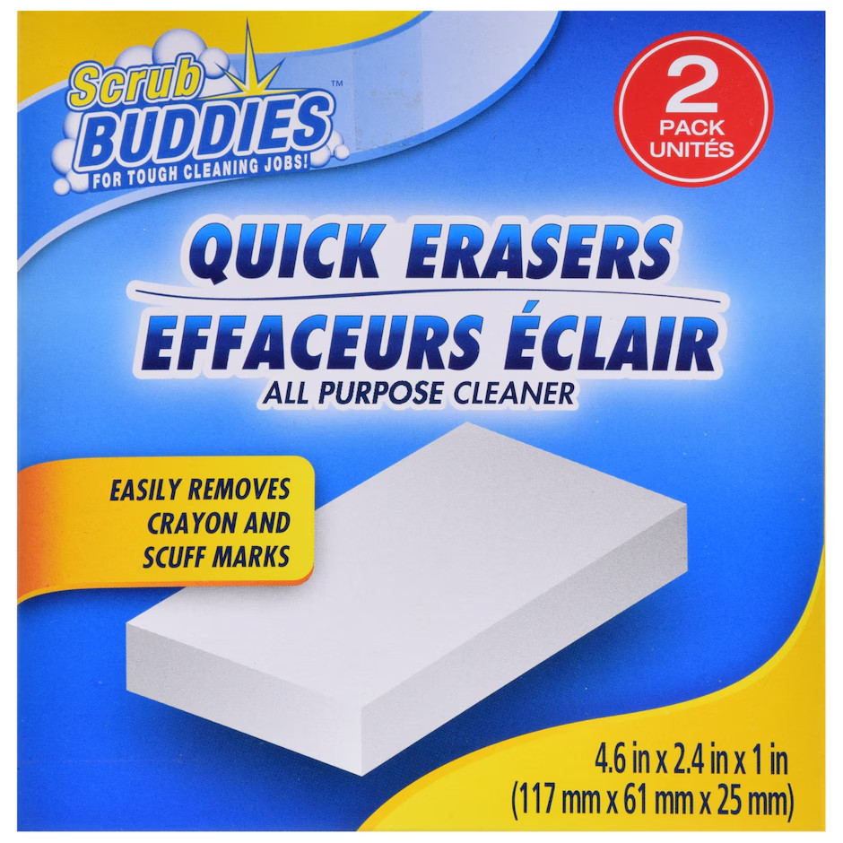 Scrub Buddies Quick Eraser Sponges 2 Pack Multi Surface Cleaning Pads
