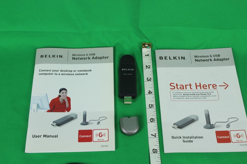 NEW OPEN BOX BELKIN USB WIRELESS ADAPTER G COMPLETE WITH STAND SOFTWARE MANUAL