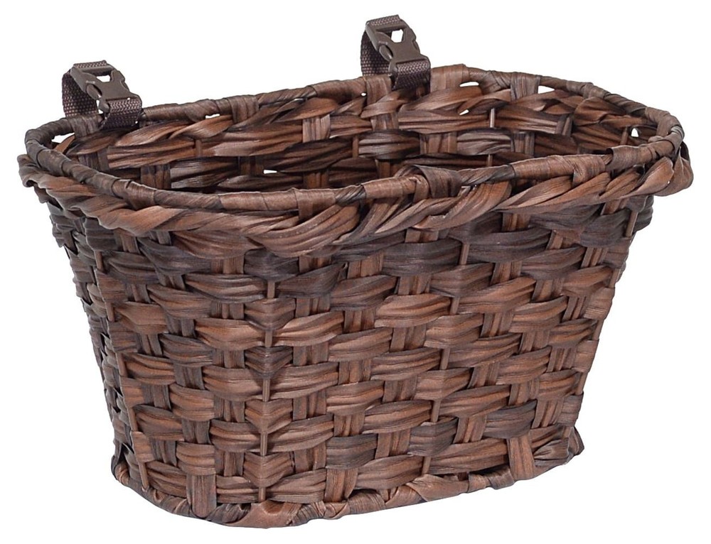 Concord Woven Front Mount Storage Bicycle Basket with Straps, Brown