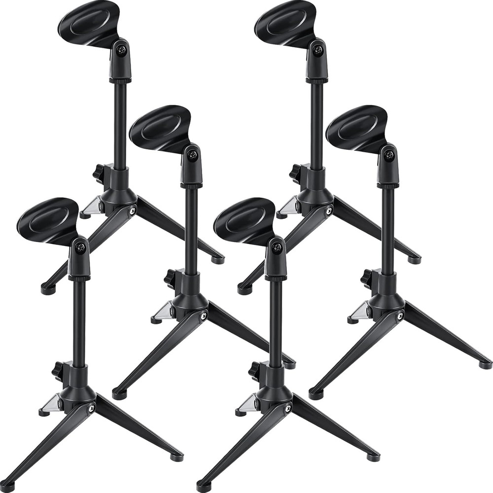 6 Pack Desktop Mic Stand Desk, Microphone Tripod Portable Foldable Table Microph