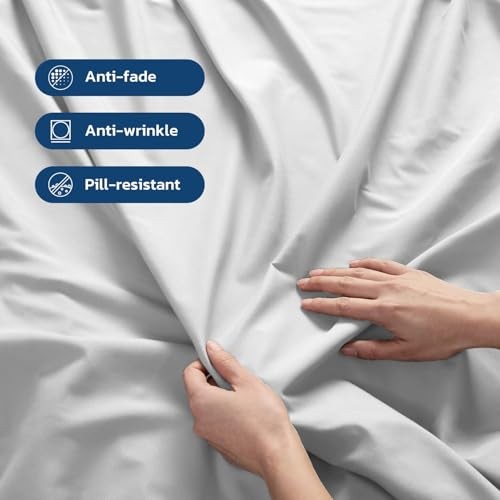 DOC Queen Size Sheet Set – 4 Pieces Bedsheets King Light Grey Extra Deep Pocket