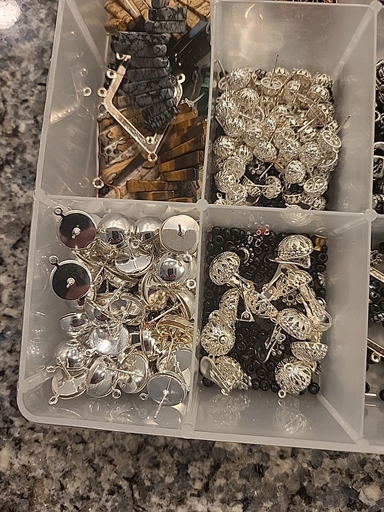 Plastic Organizer Filled With Jewelry Making Pcs.