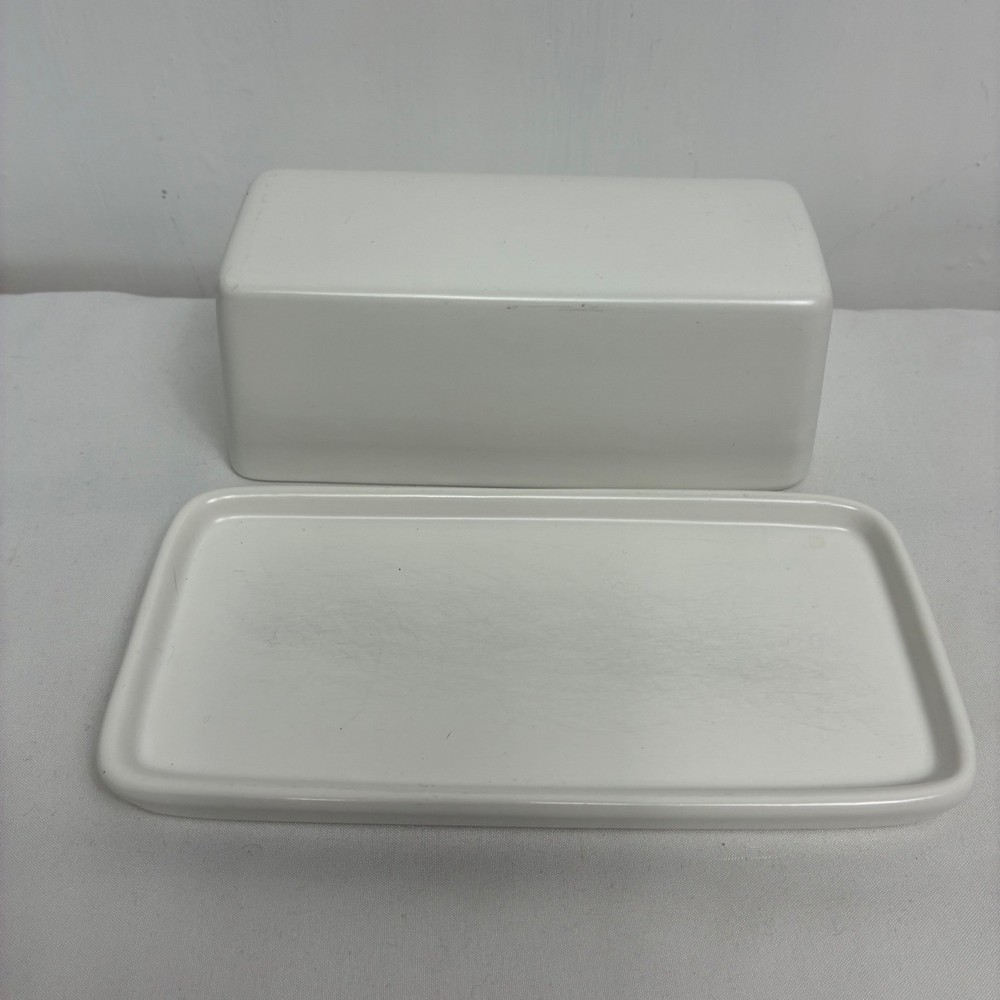 Threshold White Stoneware Butter Dish with Lid Rectangular Minimalist Modern