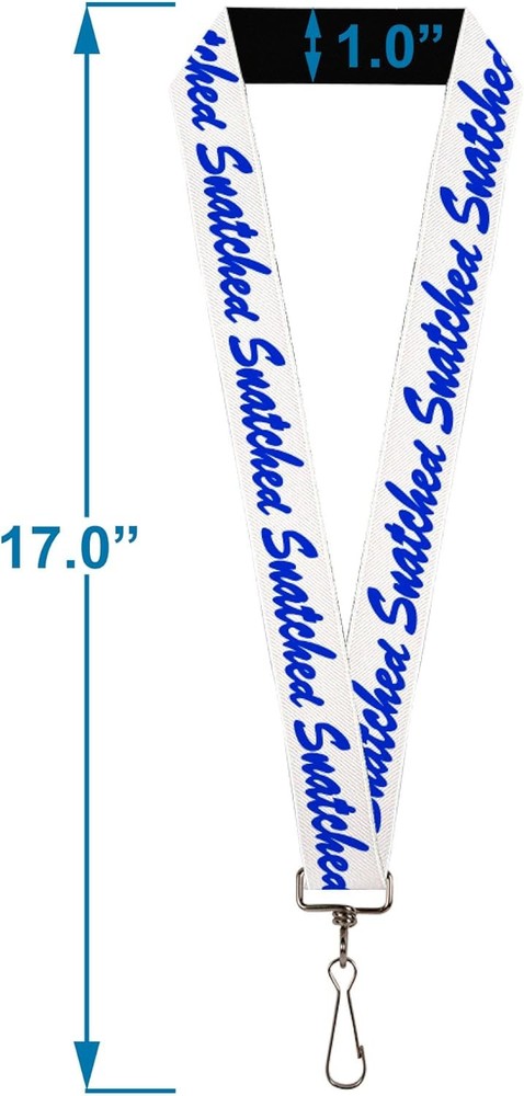 Buckle-Down Lanyard, Snatched Script White Blue, Elastic