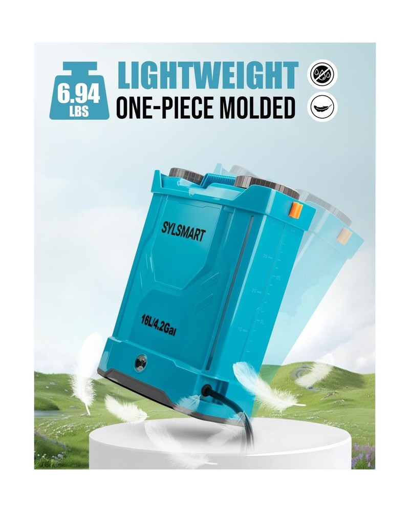 Battery Powered Backpack Sprayer 4 Gallon, 120PSI Adjustable Pressure & Light...