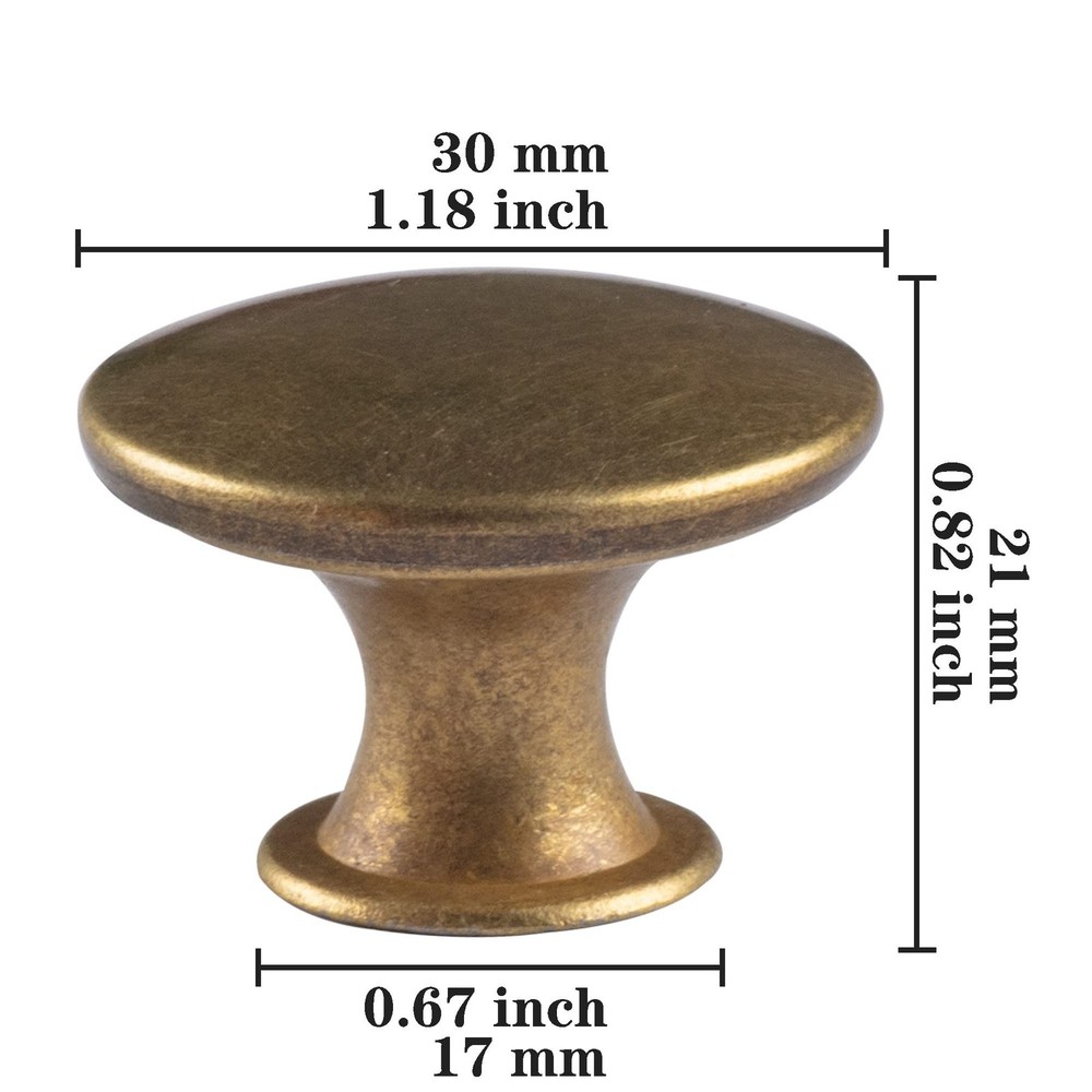 30 Pack Delicate Design Round Antique Brass Kitchen Cabinet Knobs Cupboard Do...