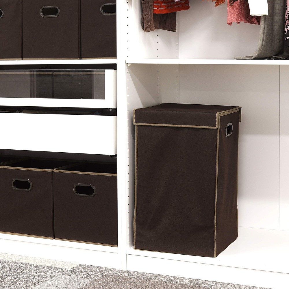 Foldable Laundry Hamper Basket with Lid, Brown
