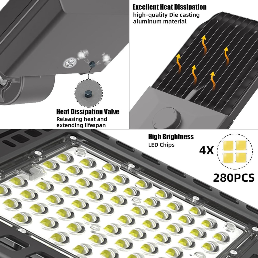 LED Parking Lot Light, 200Watt 5000K Daylight Adjustable Slip Fitter Mount 2Pack
