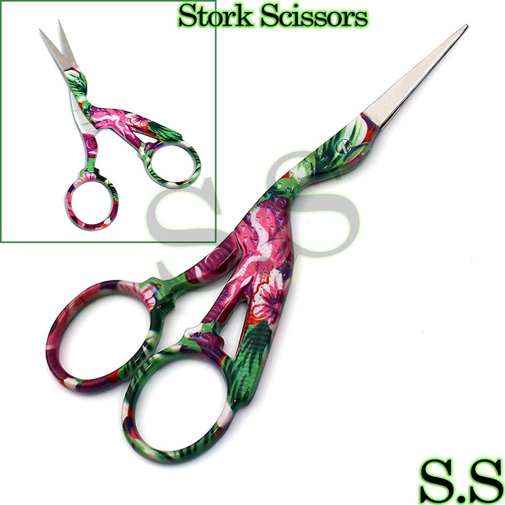 4.5" Stainless Steel Sharp Tip Classic Stork Scissors Color Coded BTS-159
