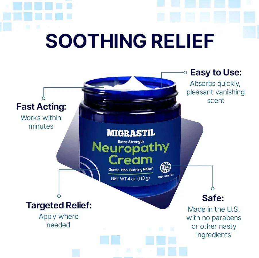 Basic Vigor Migrastil Neuropathy Relief Cream Extra Strength for Feet Legs an