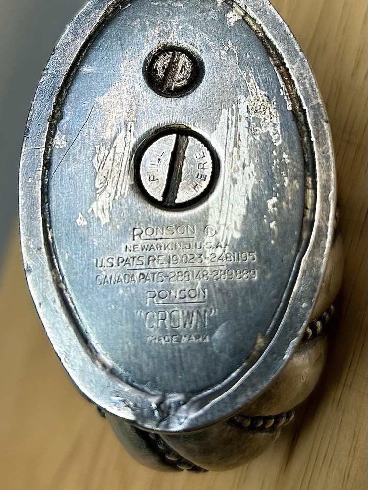 Vintage Ronson Crown Silver Plated Table Cigarette Lighter
