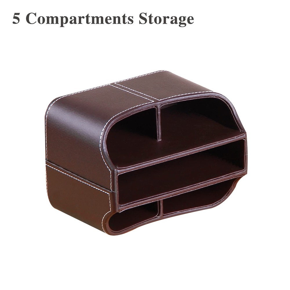 Leather Remote Control Holder, 360 Degree Spinning Desk TV Remote Caddy/Box, ...