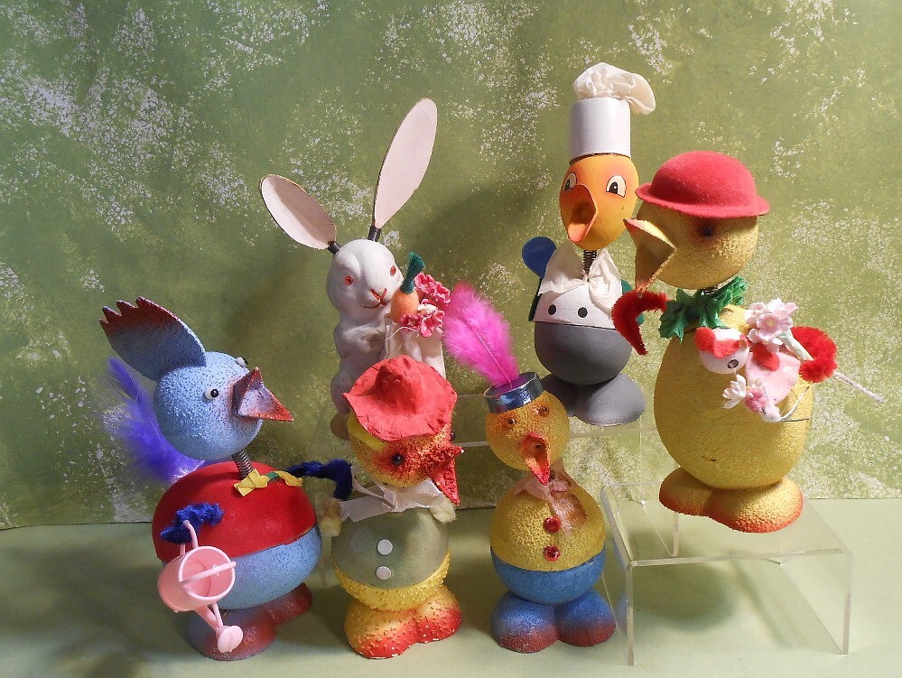 German Composition Easter Bunny Rabbit Candy Container