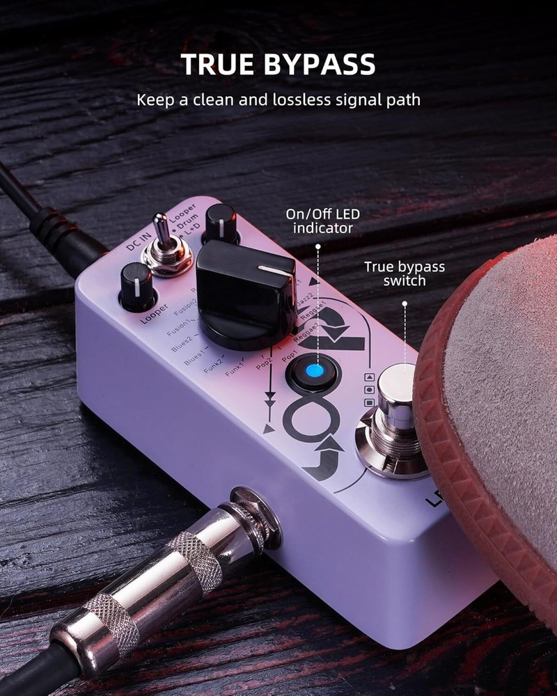 LEKATO Looper Guitar Pedal Loop & Drum Machine 20mins Loop 16 Different Drums