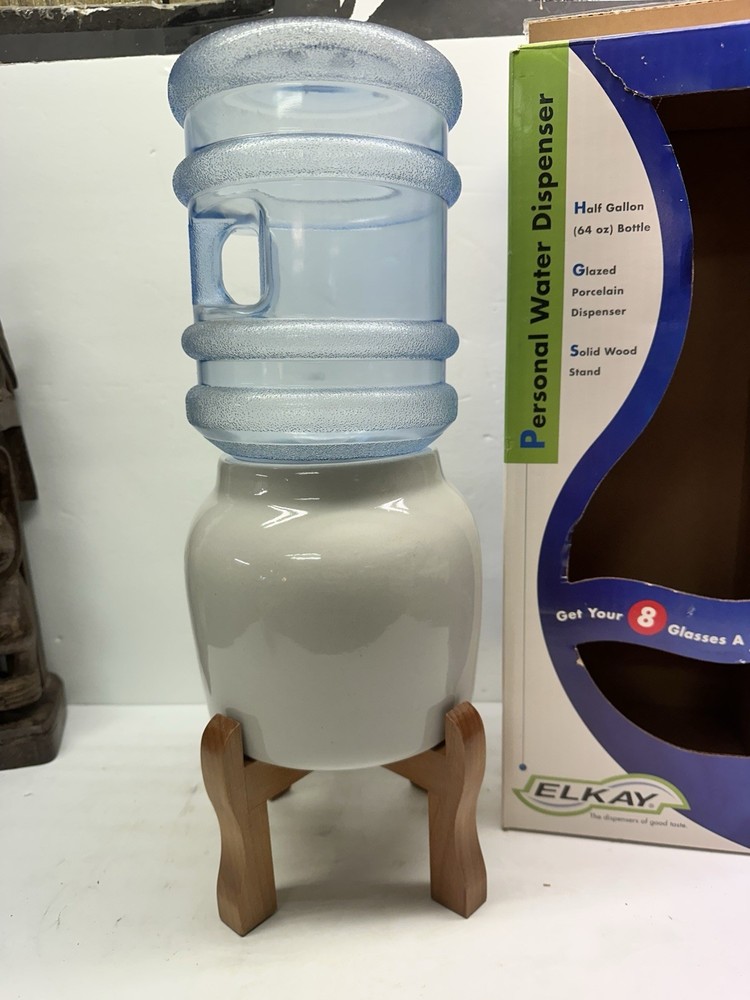 Water Crock Solid Ceramic Porcelain Dispenser 64 Oz Personal Tabletop Display