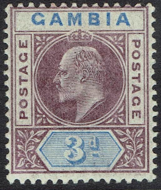 GAMBIA 1902 KEVII 3D WMK CROWN CA