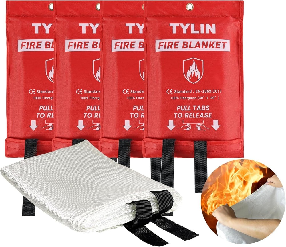 Fire Blanket for Home and Kitchen,40" X 40",4 Pack,Emergency Fire Blanket