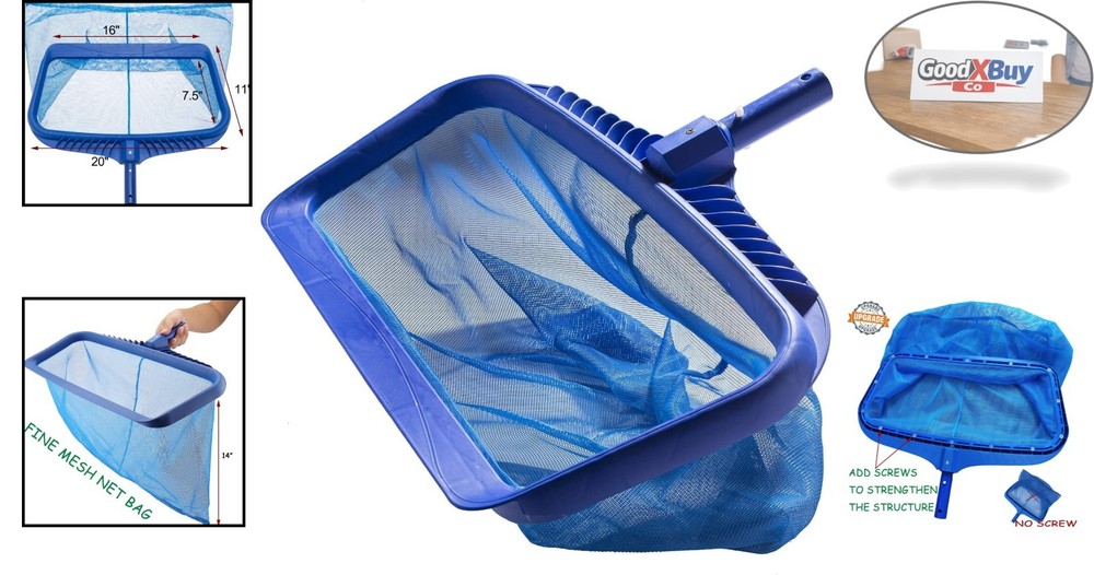 Heavy Duty Pool Skimmer Net - Deep Mesh Leaf Rake for Inground & Above Ground...