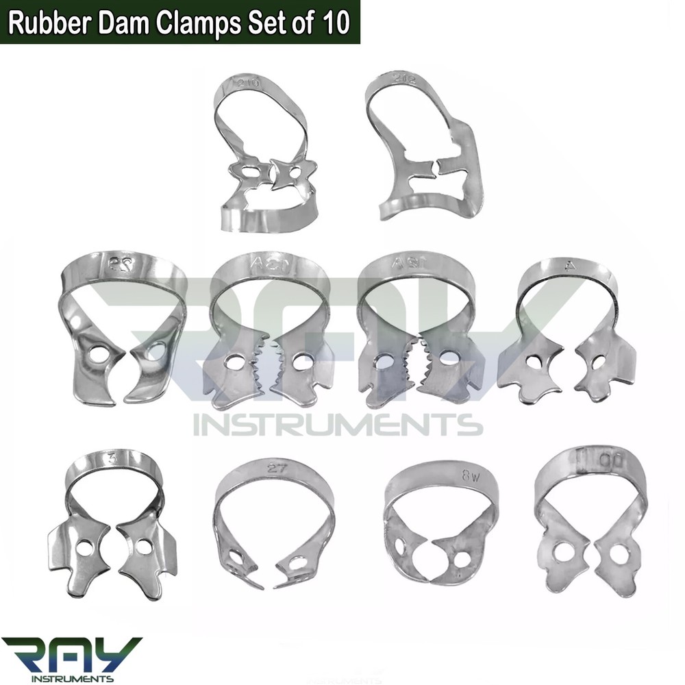 Rubber Dam Instruments Ivory Clamps Forceps Ainsworth Punch Plier Frame Medium