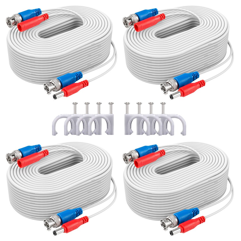 ANNKE 4X 100ft White Video Power Cable BNC RCA Wire for Security Camera System