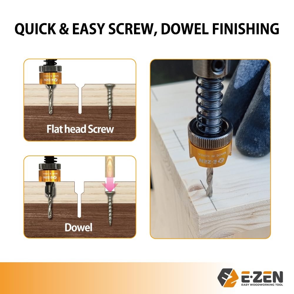 EZ EZEN Depth Adjustable Countersink Drill Bit (3 x 3 x 8mm (1/8" x 5/16")