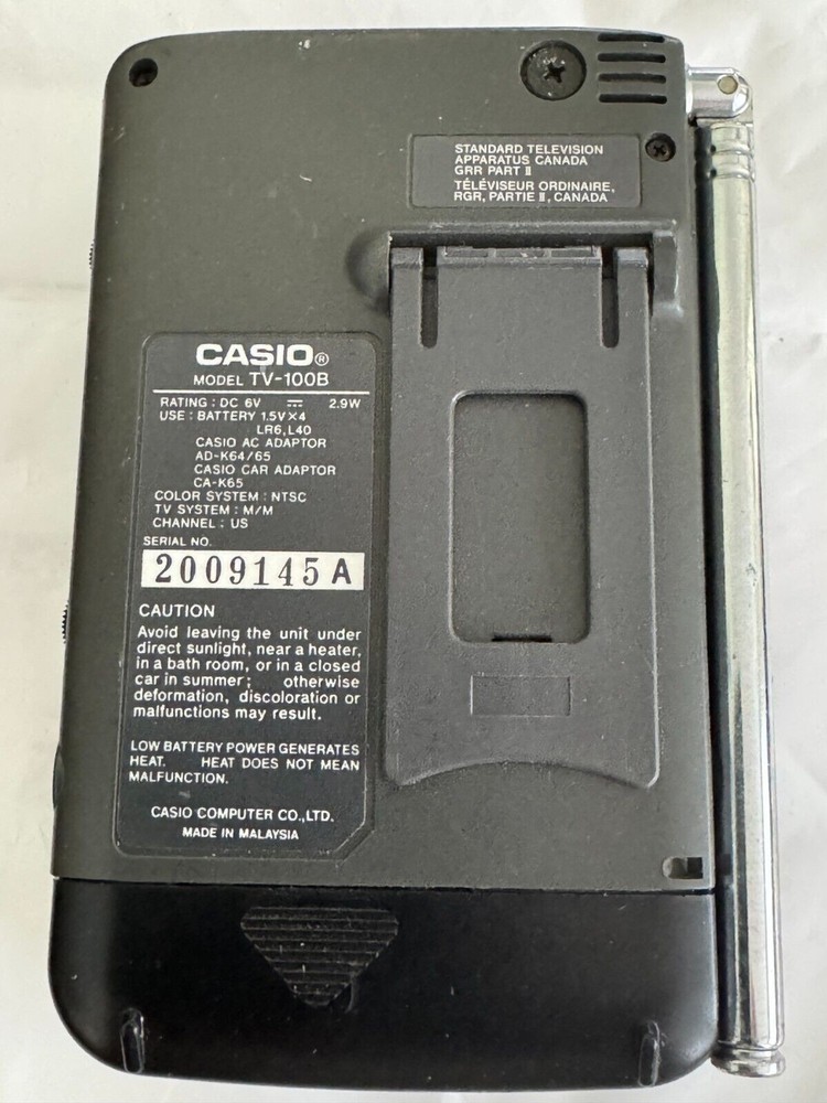 Casio TV-100B Portable LCD Analog Color TV UNTESTED