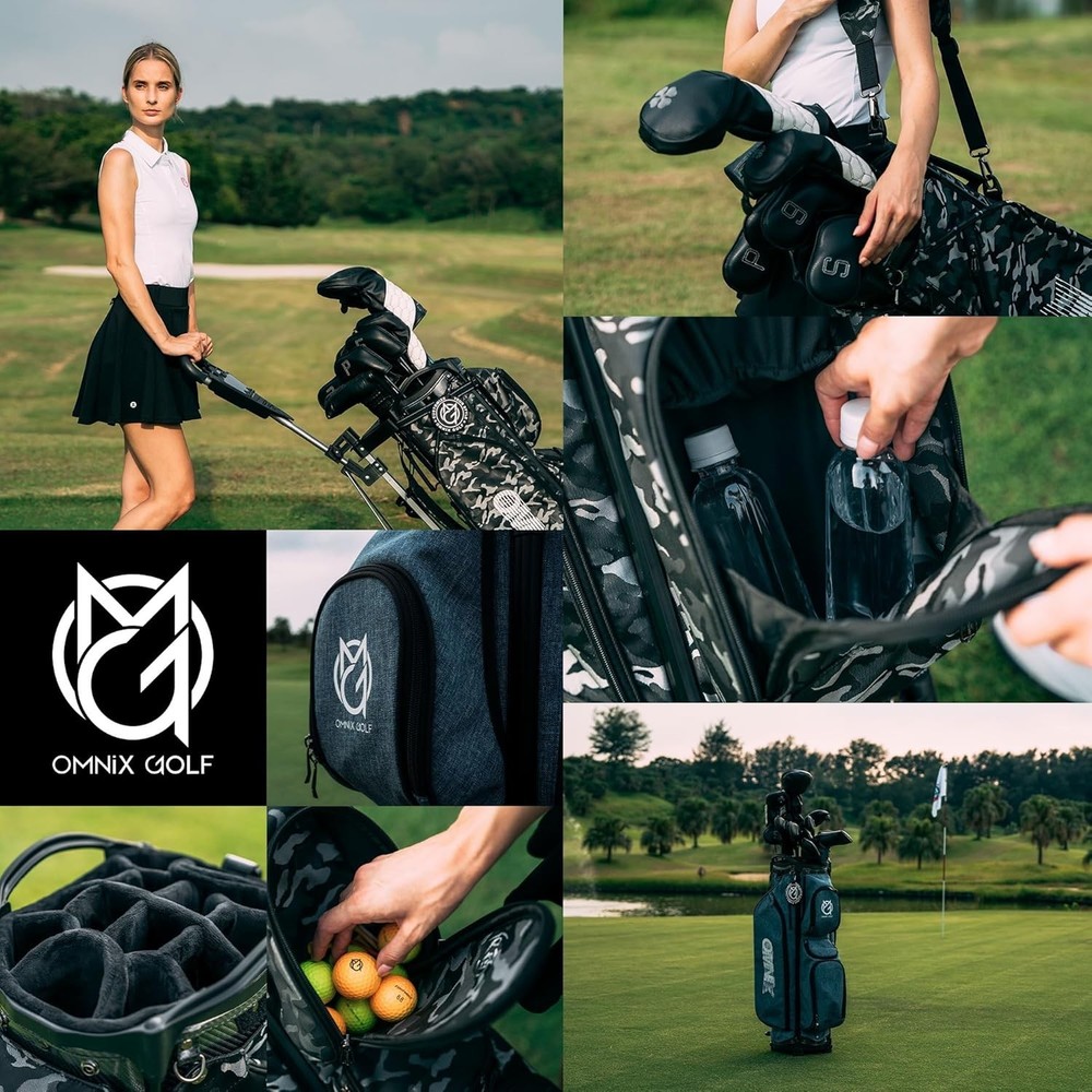 14-way Full Length Omnix DIY interchangeable Outer Shell GOLF Cart Bag Blk Hawk