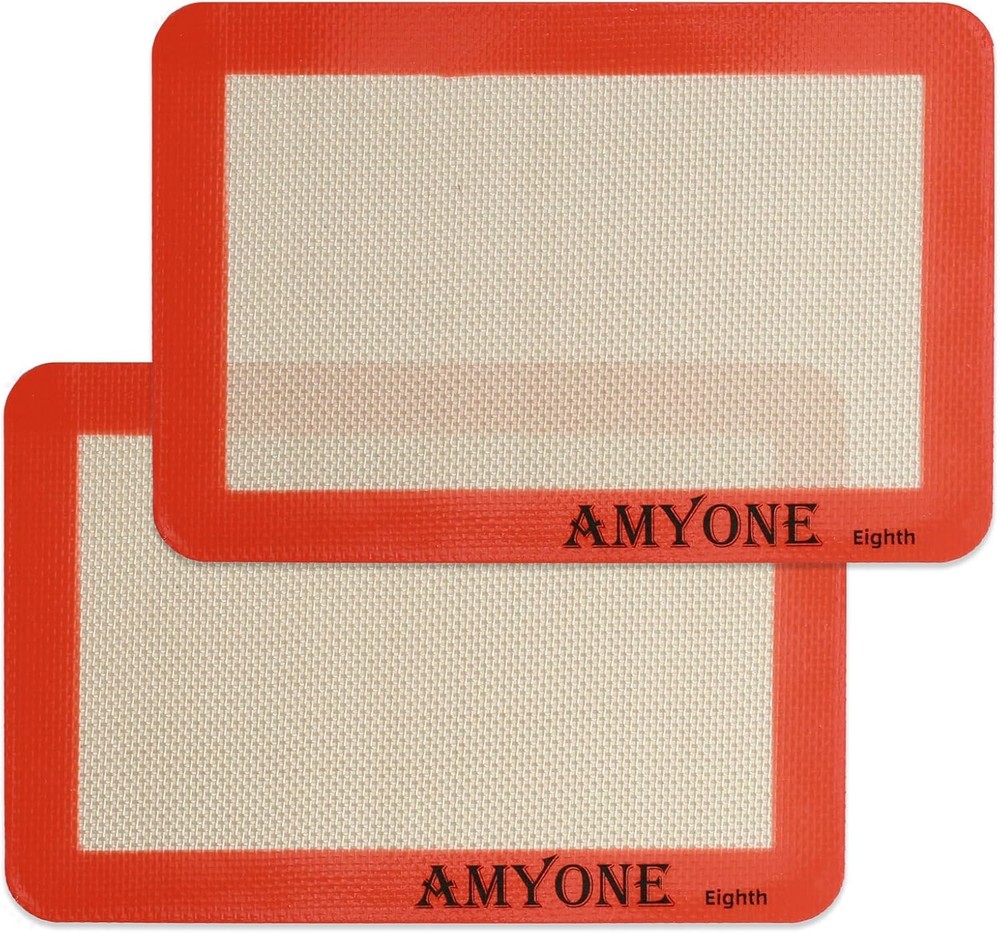 AMYONE Silicone Baking Mat for 1/8 Sheet Pan, Eighth 2 pack-Eighth, Orange