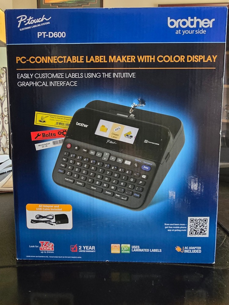 BOTHER P-TOUCH  PT-D600 - PC CONNECTABLE LABEL MAKER - NEW OPEN BOX - NEVER USED