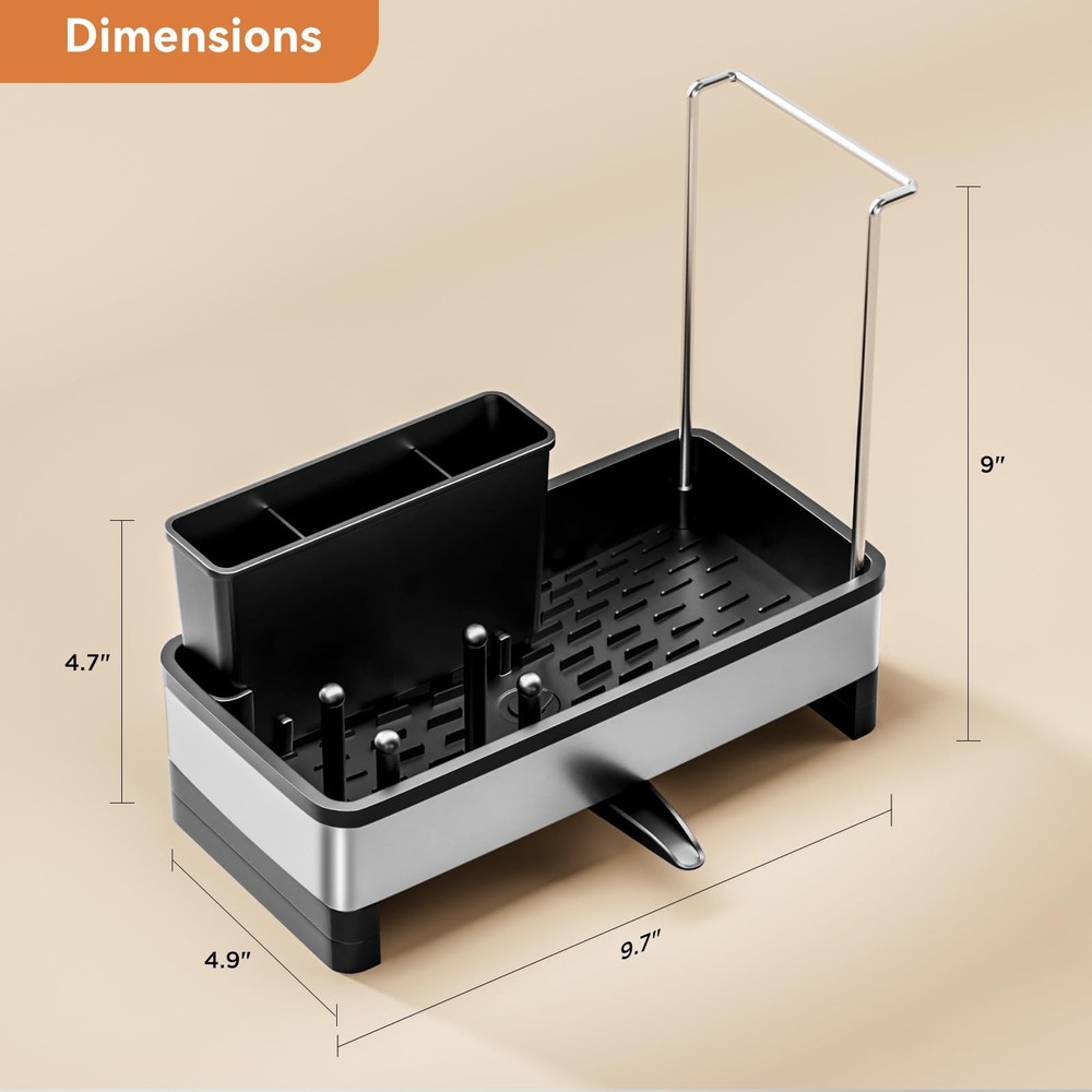 Laveshop Sponge Holder for Kitchen Sink, Rustproof Stainless Compact, Black