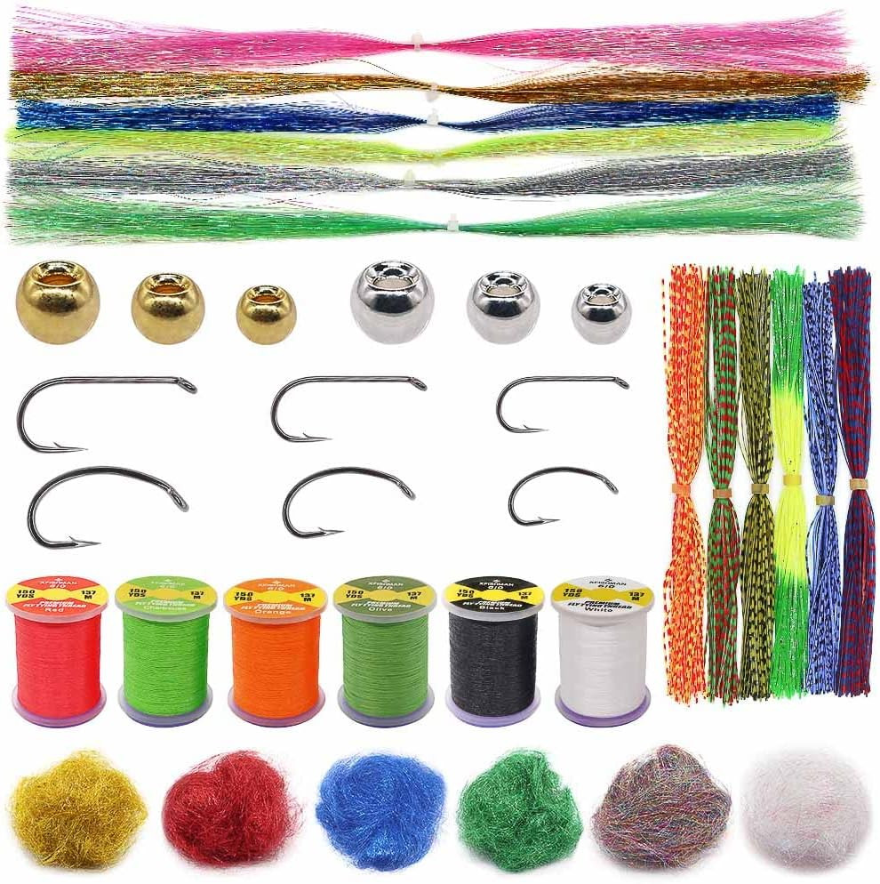 Beginner Fly Tying Kit - 120 Essential Materials and Tools Included