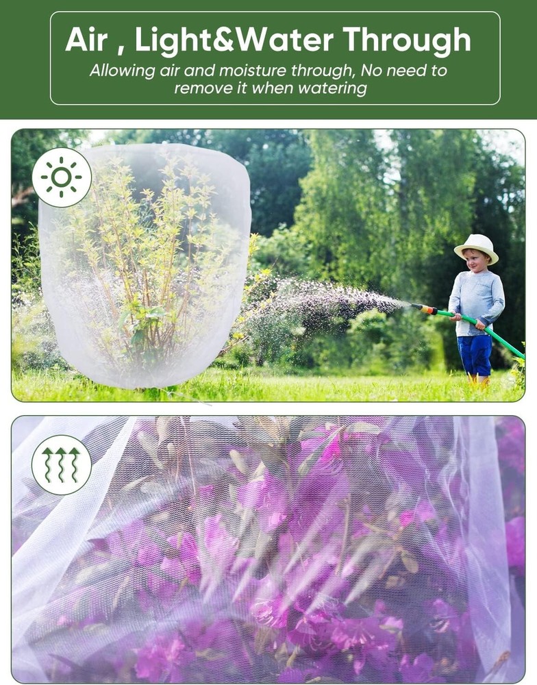 Bird Netting for Garden Protection Drawstring Plant Covers 4 Pack