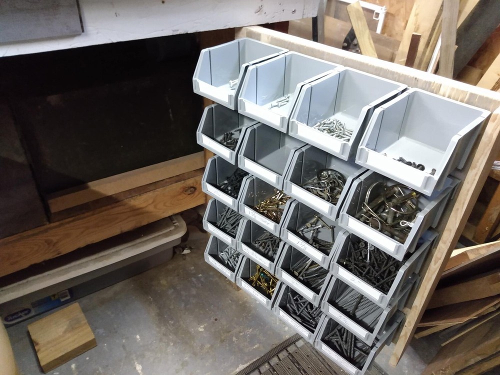 20 Bins Rail Mount Stackable Parts Storage Organizer Shop Bins Screws Nuts Bolts