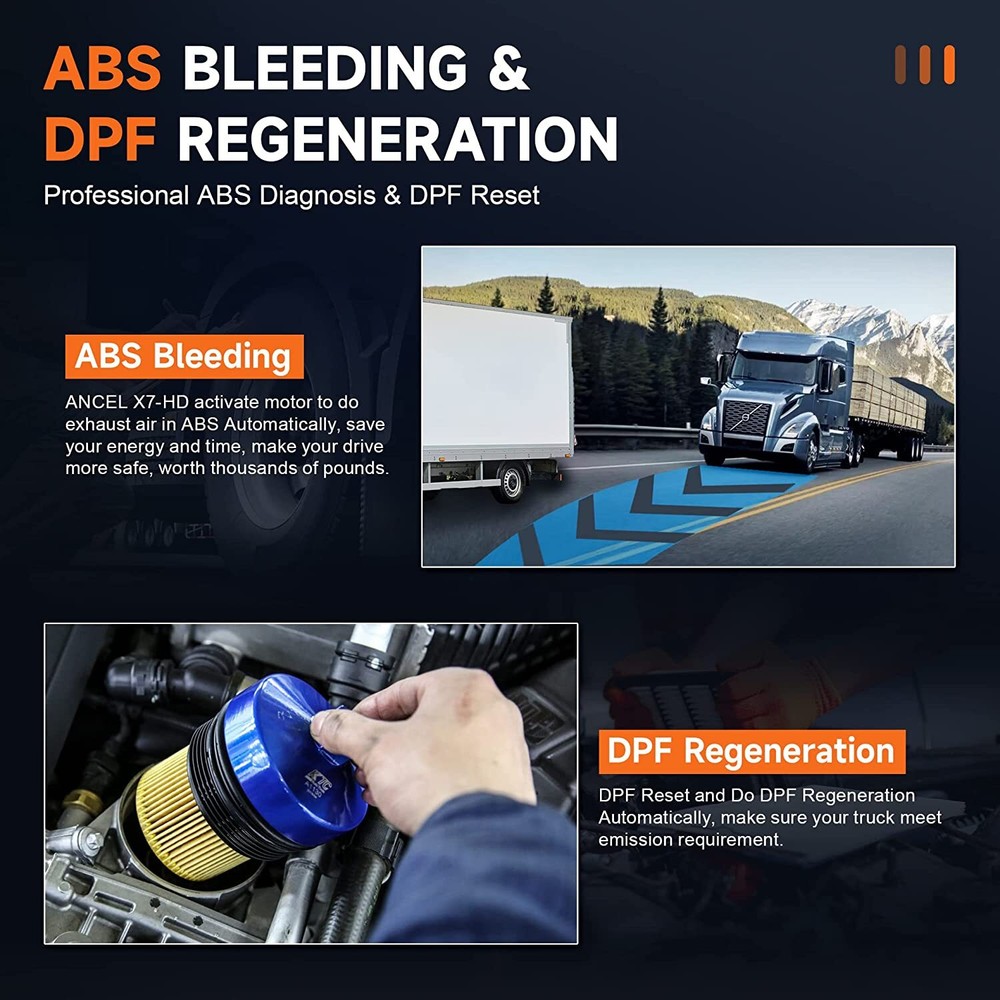 ANCEL X7 HD Diesel Heavy Duty Truck Scanner DPF Regen Tool OBD2 Car Code Reader