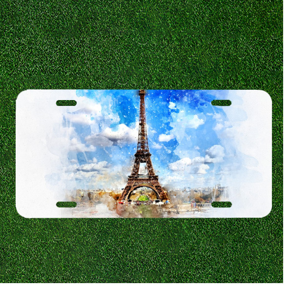 Custom Personalized License Plate Auto Tag With Stunning Eiffel Tower Design