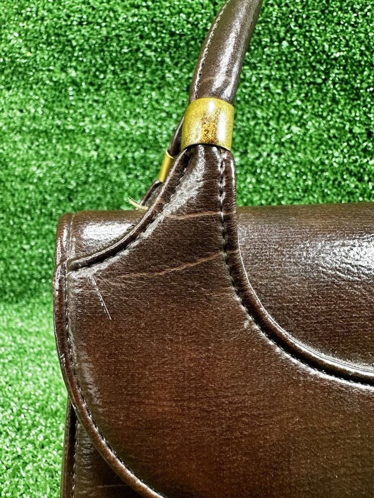 Vintage Brown Top Handle Handbag Classic Structured Purse Retro Chic Bag