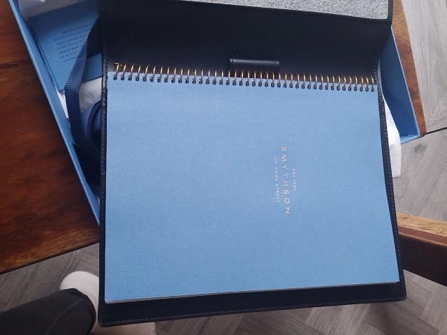 Smythson Bond Street Panama Leather Black A5 Writing Folio Folder & Notebook BN