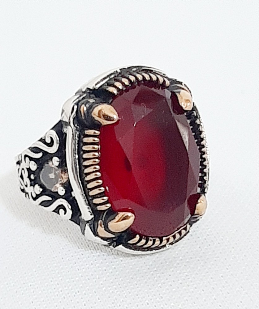 925 SILVER RING Men Solitaire Spinel Ring Sterling Man $