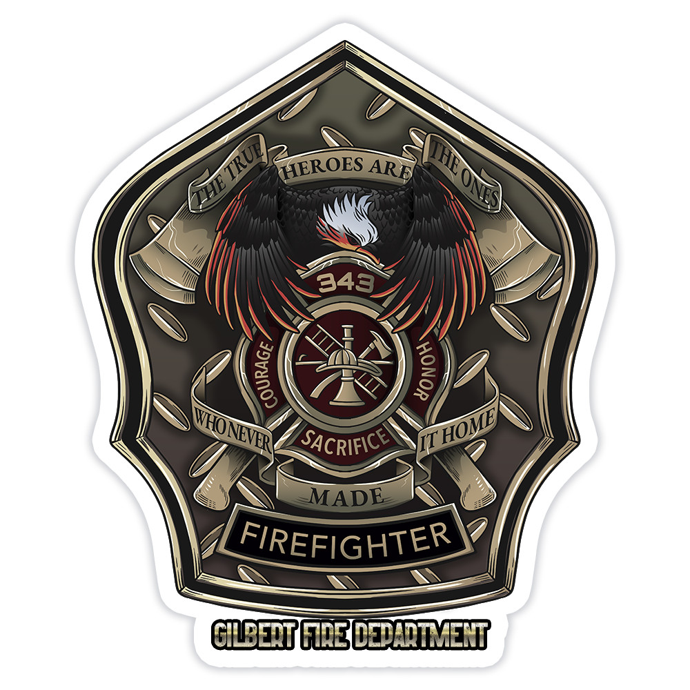 Gilbert Fire Department Firefighter Fire Axes Ladder Eagle IAFF Decal Sticker