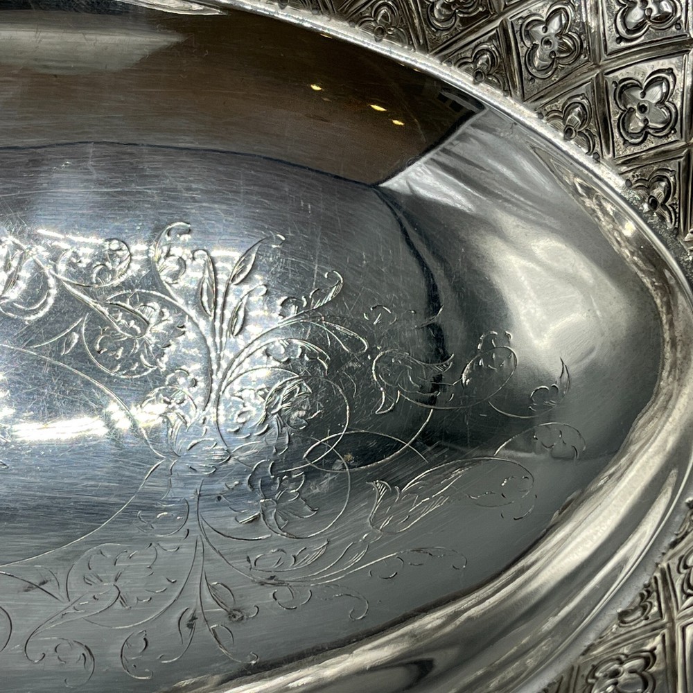 Antique Silver Plated Fruit Cake Basket Handle Pedestal Dish Bowl Centrepiece