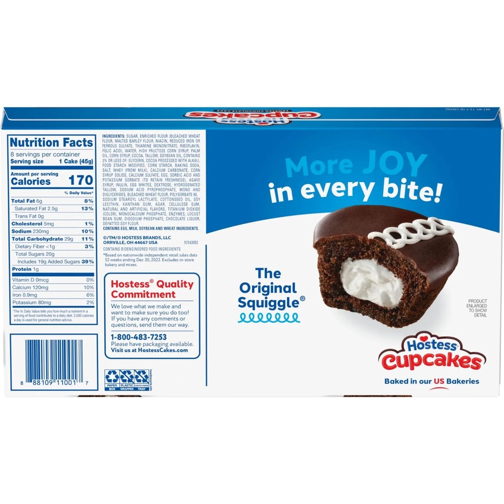 (3 Pack) Hostess Chocolate Cupcakes Snack Cakes 12.7 oz Box Each 8 Count