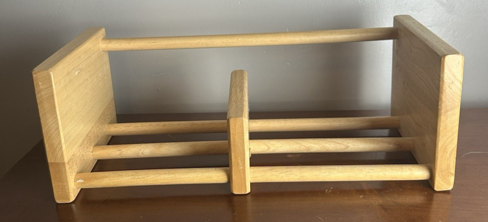 Adjustable Wooden Sliding Book Rack Stand Table Top Counter Desktop Expandable