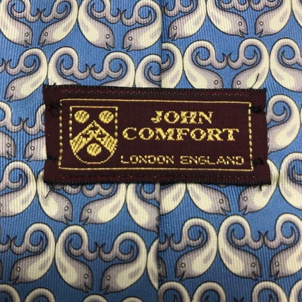 JOHN COMFORT tie blue gray all over pattern fish