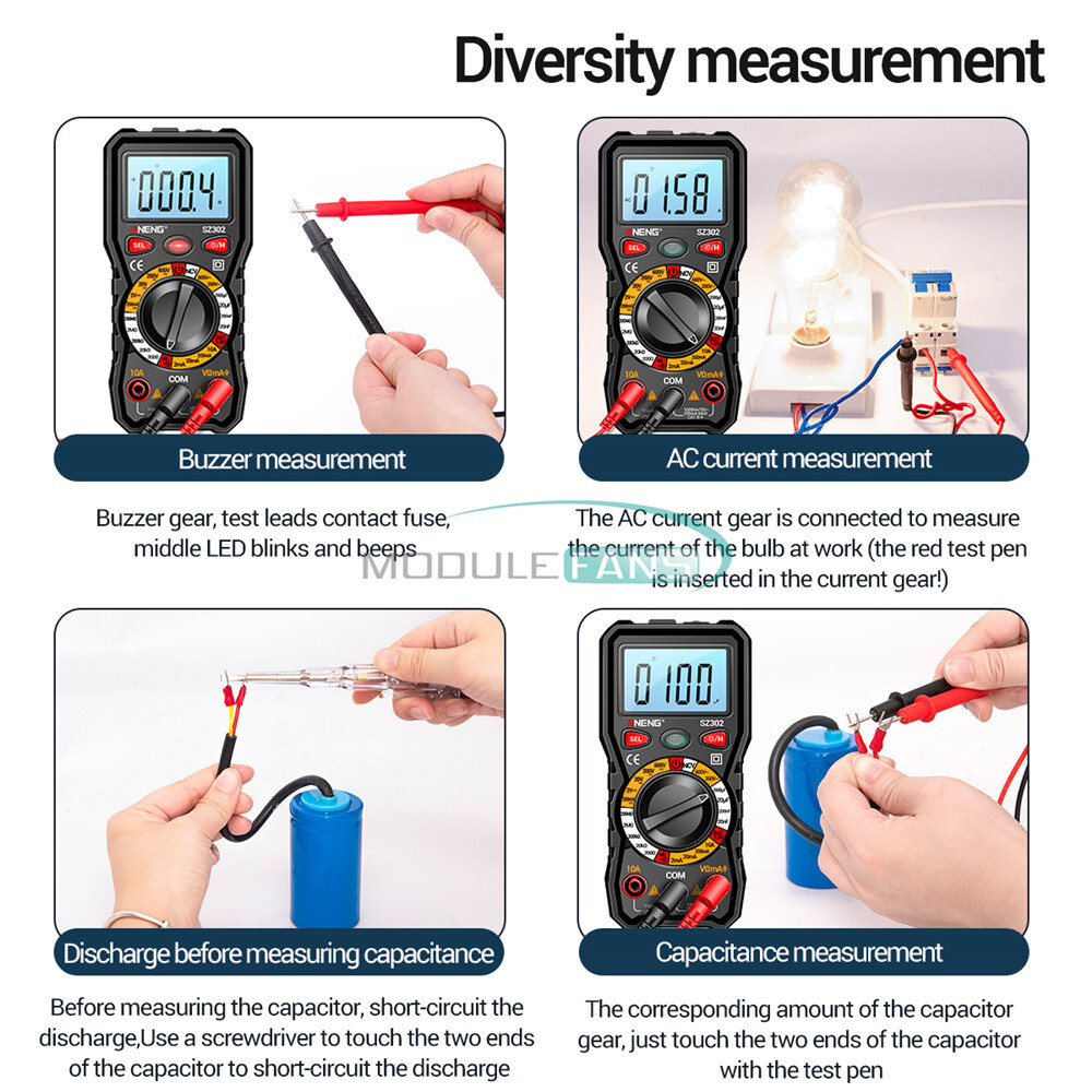 Professional Digital Multimeter AC DC Volmeter Resistance Capacitor Diode NCV